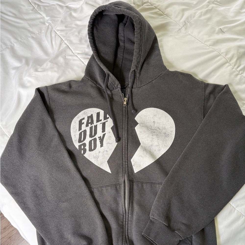 VINTAGE RARE FALL OUT BOY HOODIE 2005 Small Zip Up Hooded Sweatshirt
